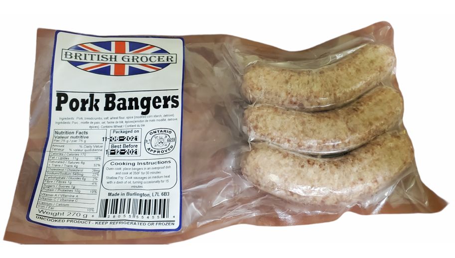 British Grocer - Pork Bangers 15 x 270g (Ontario Only)